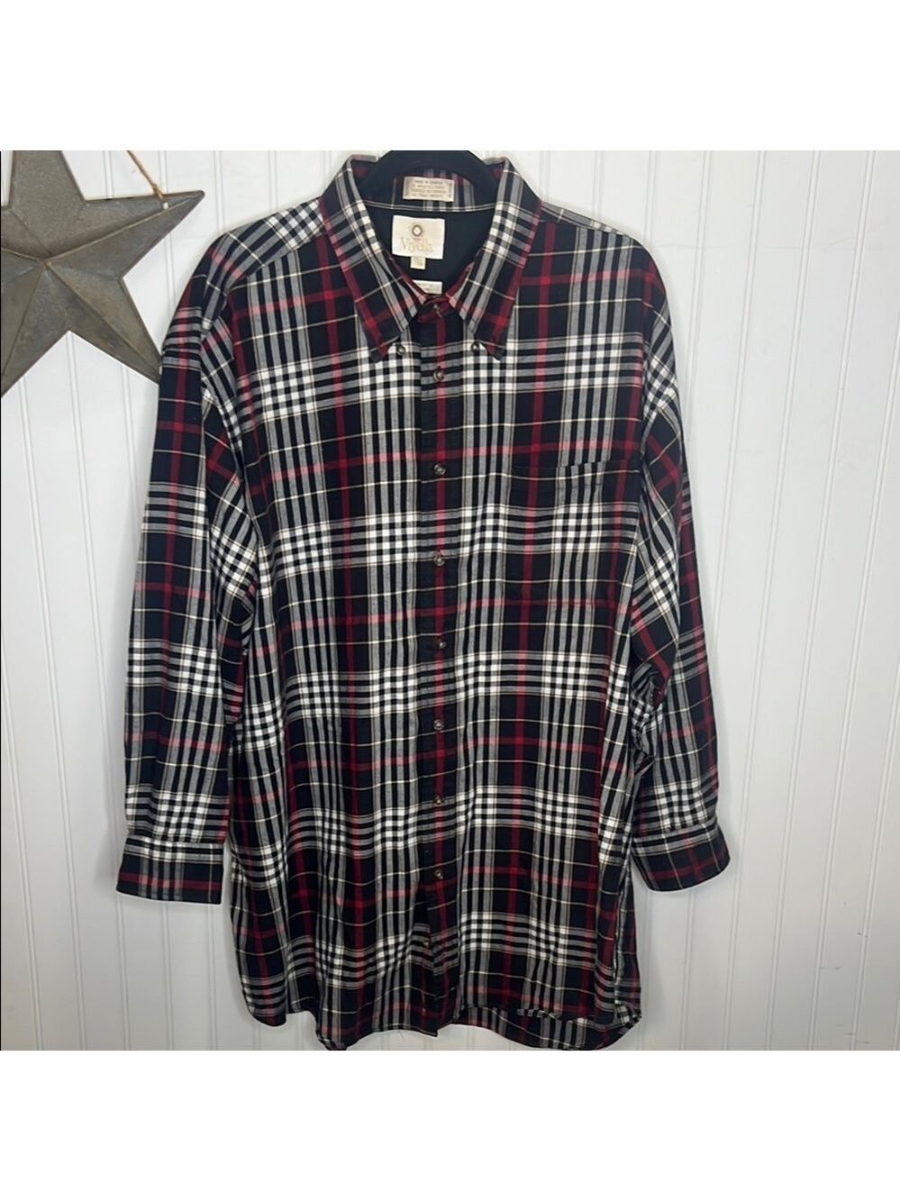 Viyella Mens Classic Plaid Cotton Wool Dress Shirt Size 2X